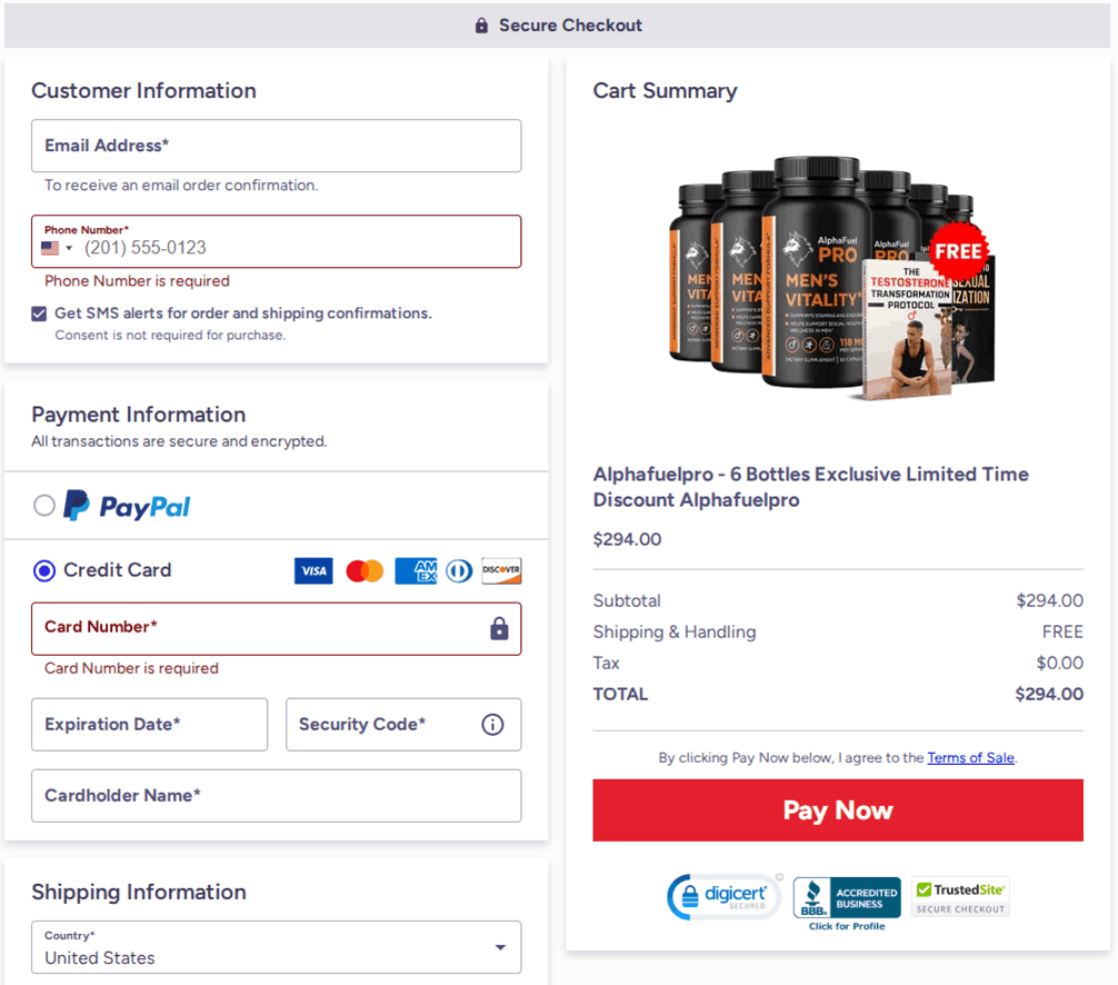 AlphaFuel Pro Checkout